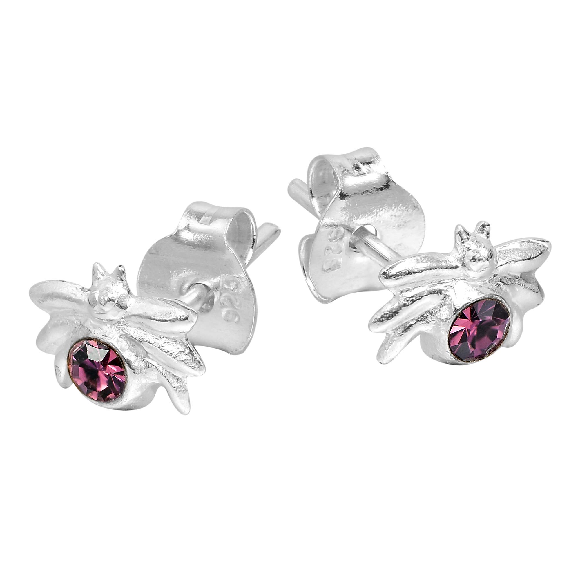 AeraVida Cute Petite Spider Purple Cubic Zirconia .925 Sterling Silver Stud Earrings for Women | Elegant Small Stud Earrings | Perfect for Halloween, Gothic Fashion & Everyday Wear