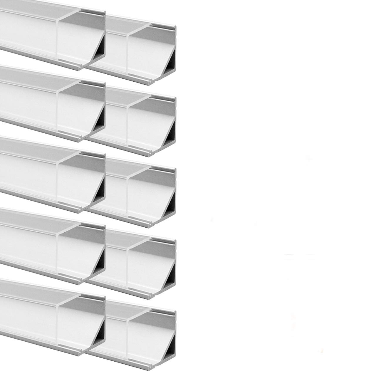 10 Pack LED Aluminum Channel with Clear Cover - 3.3Ft/1M V-Shape Corner Mounted (0.63