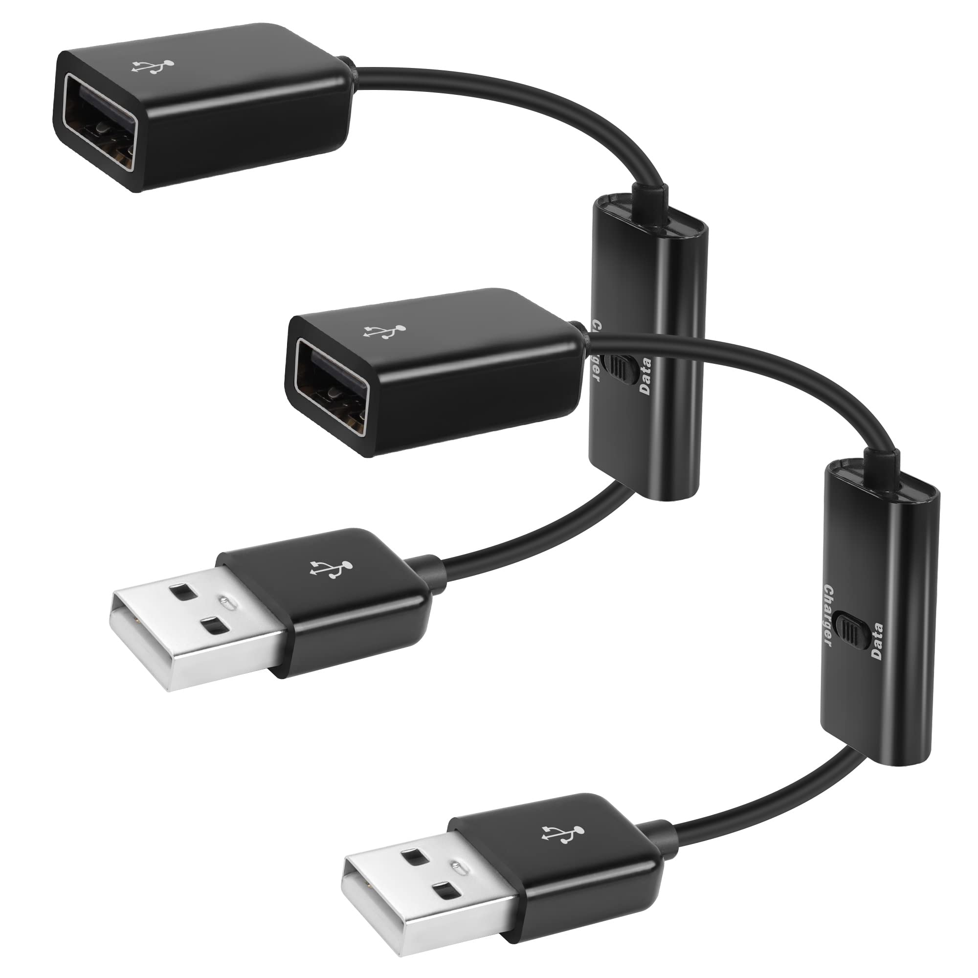 GELRHONR 2-Pack USB Switch Cable, Male to Female On/Off Extension Cord for Data & Power (22cm) - Perfect for USB Fans, LED Strips & Computer Accessories