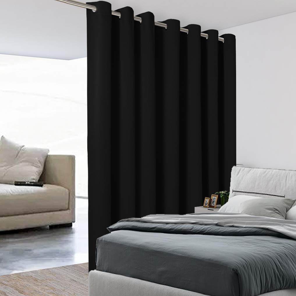 BONZER Extra Wide Room Divider Curtain - 15ft x 9ft Blackout Privacy Curtain for Sliding Glass Doors, Noise Reducing & Light Blocking - Perfect for Patio, Living Room, and Office Partitions