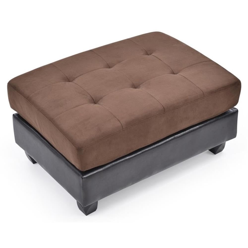 Premium Micro-Suede Upholstered Ottoman in Chocolate Brown - Soft Footrest, Storage Bench & Accent Seat for Living Room, Bedroom & Home Decor