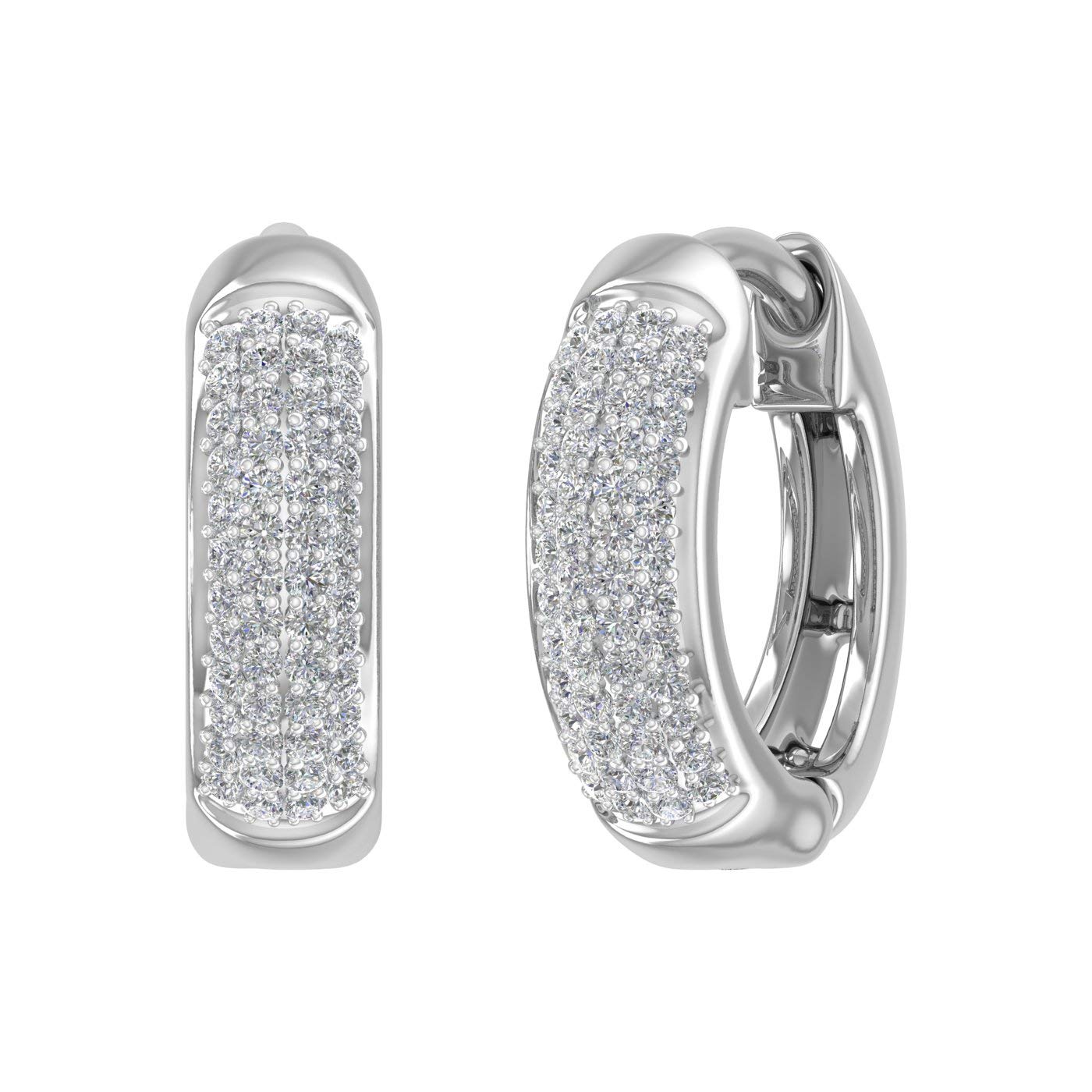 1/4 Carat Diamond Hoop Earrings in 10K Solid Gold - IGI Certified Dainty Everyday Stud Earrings for Women, Perfect for Work, Date Night & Special Occasions