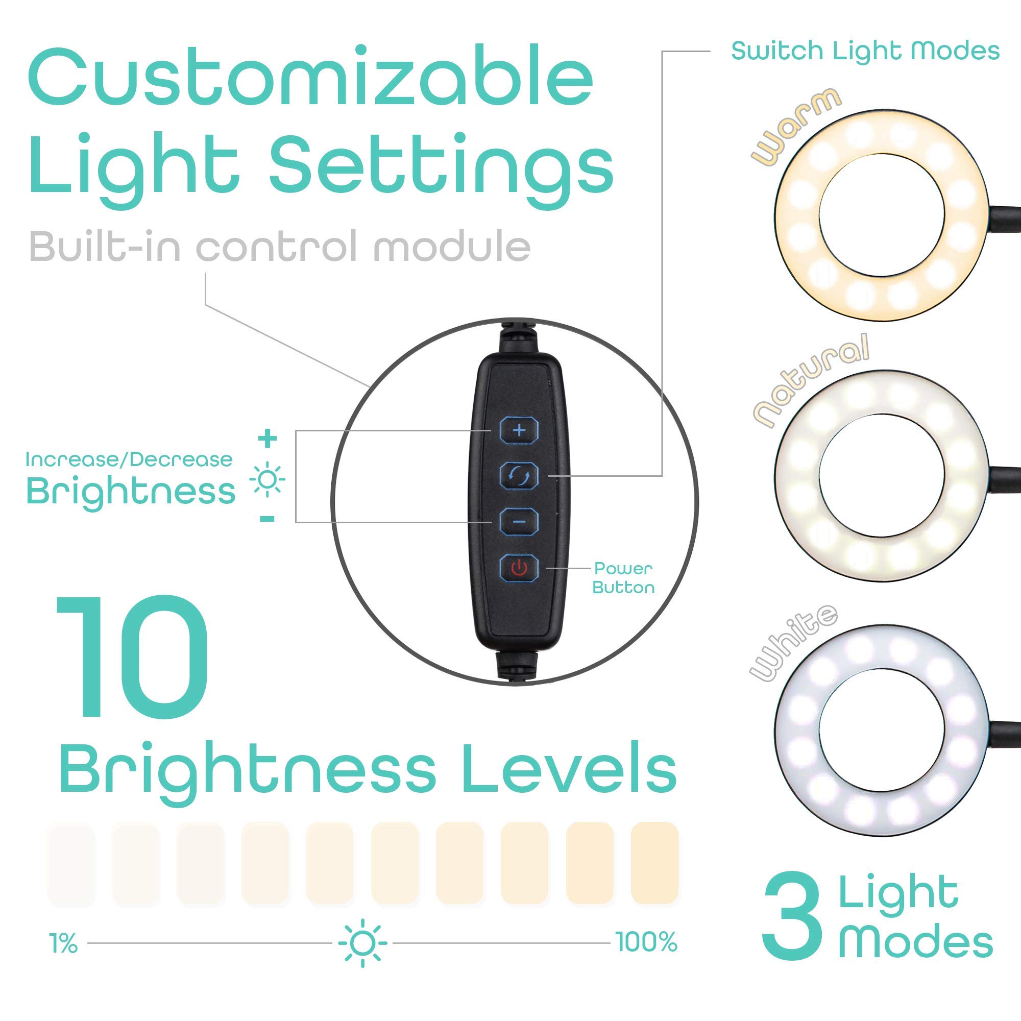 Aduro Dual Ring Light with Stand & Phone Holder - Rose Gold for iPhone & Android - Perfect for Selfies & Live Streaming