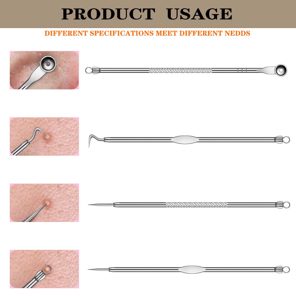 2022 Upgraded Blackhead Remover Kit - 9 Pcs Stainless Steel Pimple Popper Tools for Face & Nose, Acne Comedone Extractor Set for Whitehead & Blackhead Removal | Perfect for Home Skincare & Spa Treatments