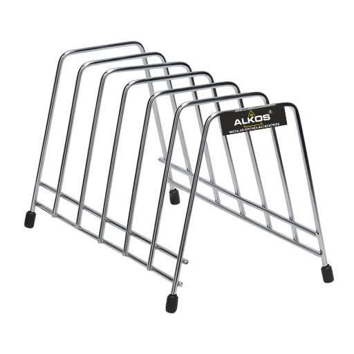ALKOS Stainless Steel Thali Rack - 6 Section Dish Plate Holder Stand for Kitchen, Lid & Utensil Organizer, Perfect for Indian Thali, Lunch Plates & Kitchen Storage