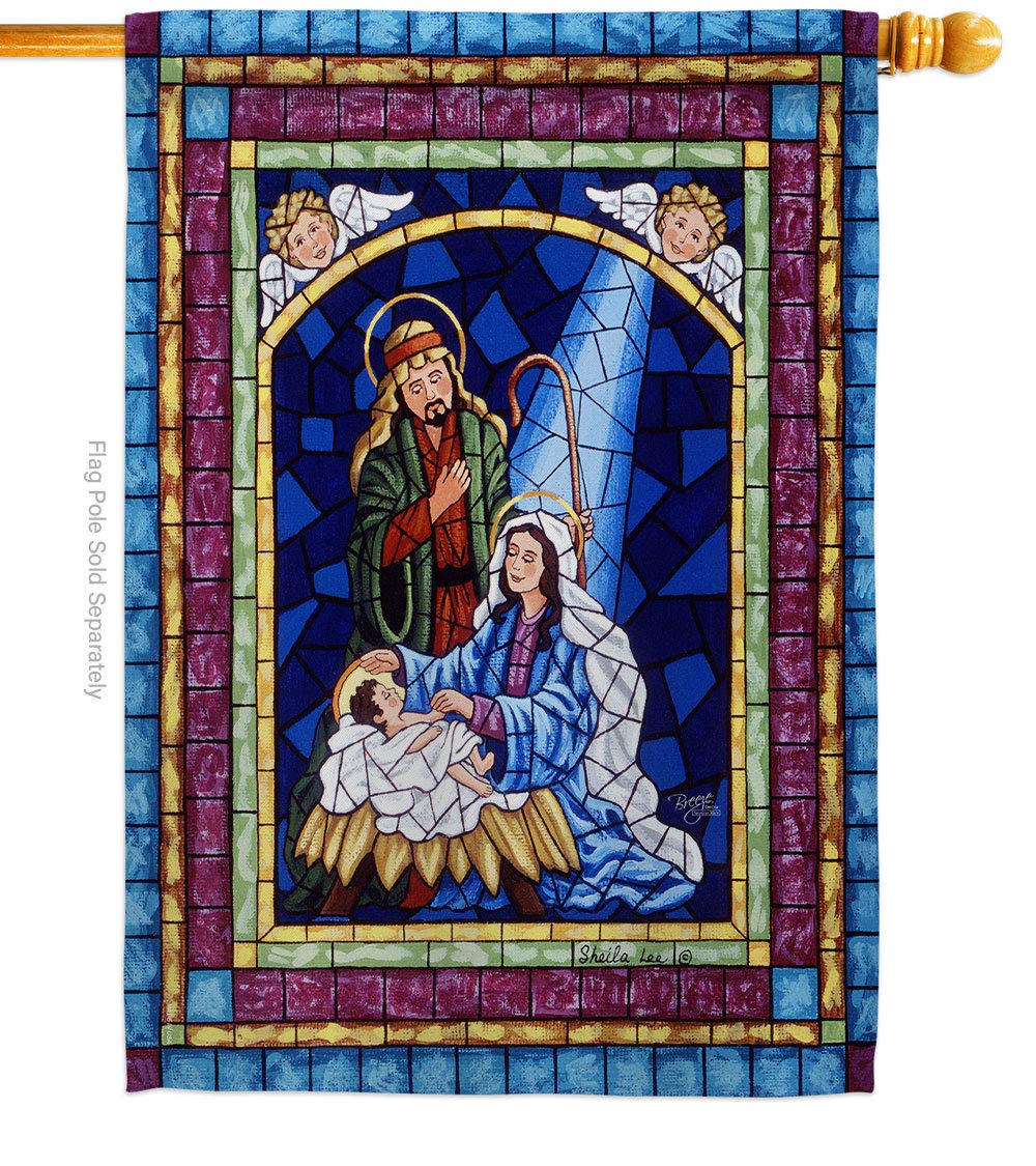 Stained Glass Nativity Flag - 28x40