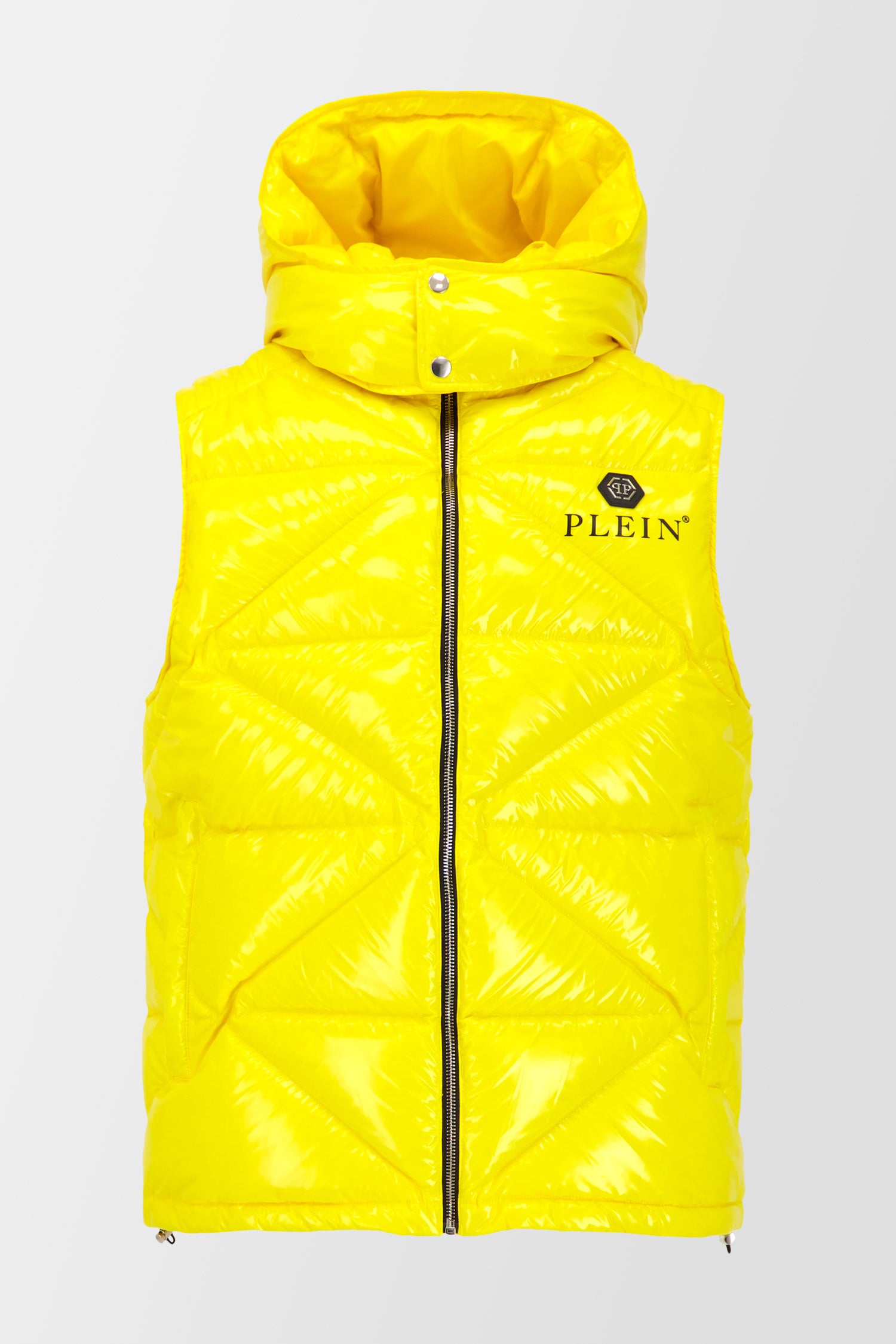 Philipp Plein Women's Yellow Sleeveless Quilted Down Jacket with Hexagon Pattern - Stylish Winter Outerwear for Casual Wear & Fashion Events