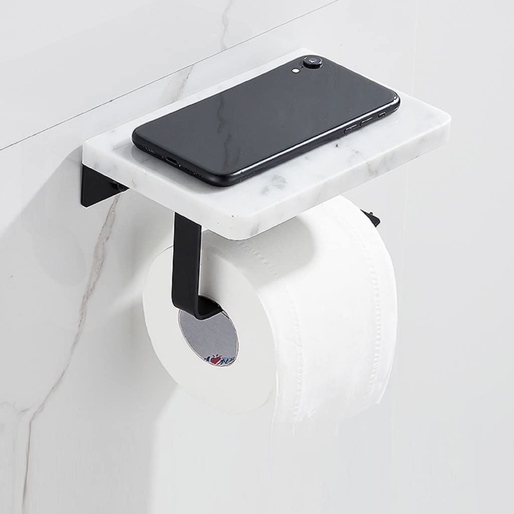 Luxury Nordic Marble Bathroom Towel Rack Set - Tissue Holder, Toilet Brush, Robe Hook & Toilet Paper Holder - Modern Bathroom Accessories Kit (Tissue Rack Size) - Perfect for Spa, Hotel & Home Bathroom Decor