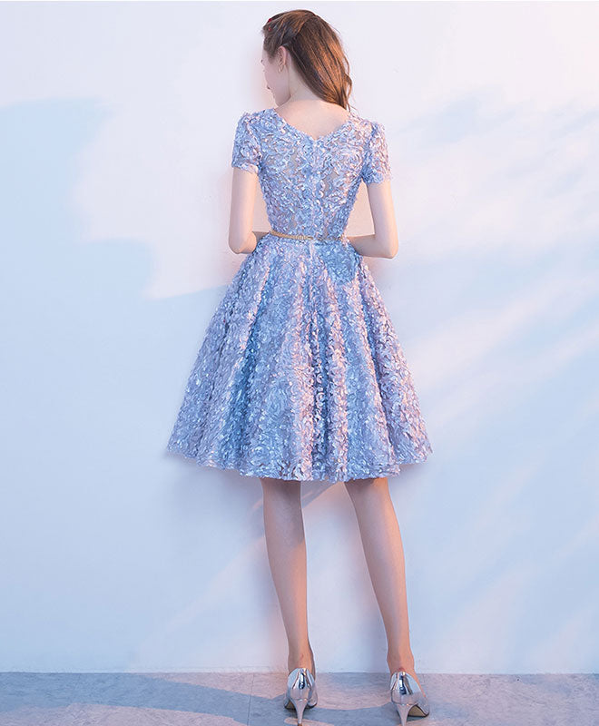 Elegant A-Line Blue Short Prom Dress & Gray Homecoming Dress for Teens - Perfect for School Dances, Parties & Special Occasions