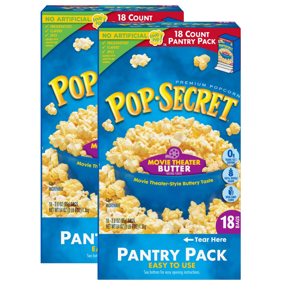 Pop Secret Microwave Popcorn - Movie Theater Butter Flavor (36 Bags, 3oz Each) - Perfect for Movie Nights, Snacking & Family Gatherings