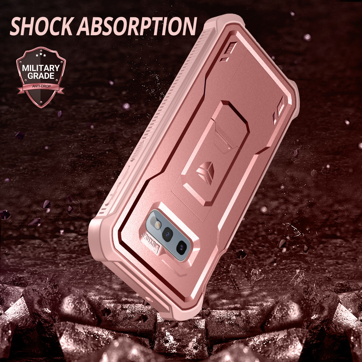 Dexnor Heavy Duty Shockproof Rugged Case for Samsung Galaxy S10E with Built-in Kickstand & Screen Protector - Perfect for Outdoor Activities, Work & Travel Protection