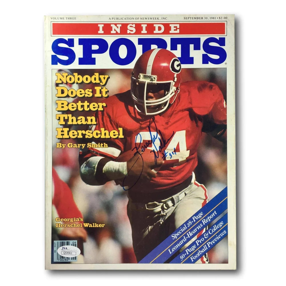 Herschel Walker Autographed Inside Sports Magazine - Georgia Bulldogs Memorabilia with JSA COA - Collectible Photo for Fans & Sports Enthusiasts - Perfect for Man Cave, Sports Room Decor, and Gift for Football Lovers