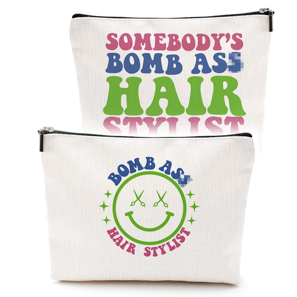 **Funny Hairdresser Gifts for Women - Hair Stylist Makeup Bag, Cosmetic Bag for Mom, Friend & Coworker - Perfect for Mothers Day, Christmas, Cosmetology Graduation & Birthday - Great for Salon, Travel & Daily Use**