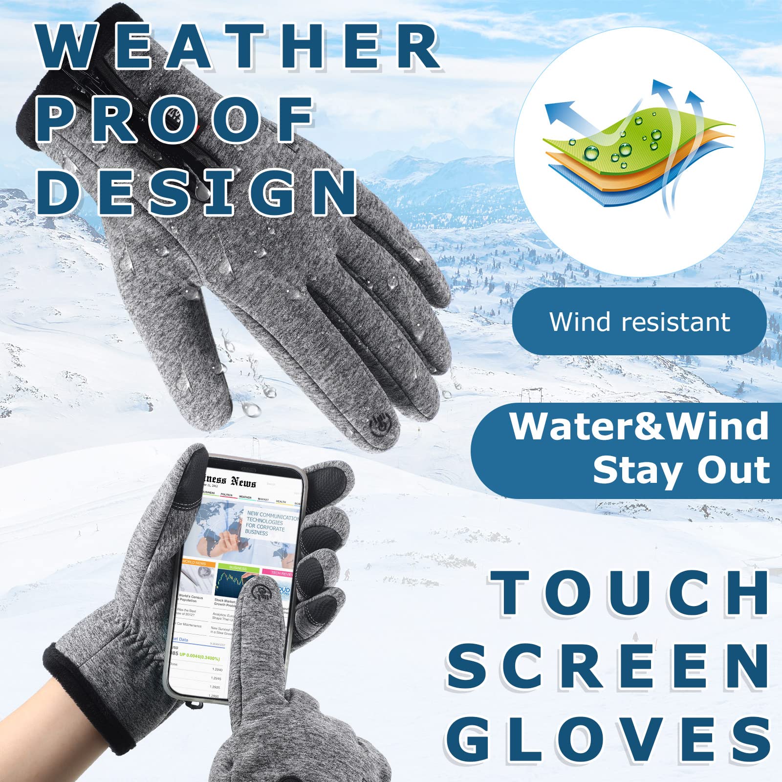 Breathable Winter Balaclava Face Mask & Touch Screen Ski Gloves Set - Full Face Cover for Men & Women - Perfect for Skiing, Snowboarding, Motorcycle Riding & Outdoor Winter Activities