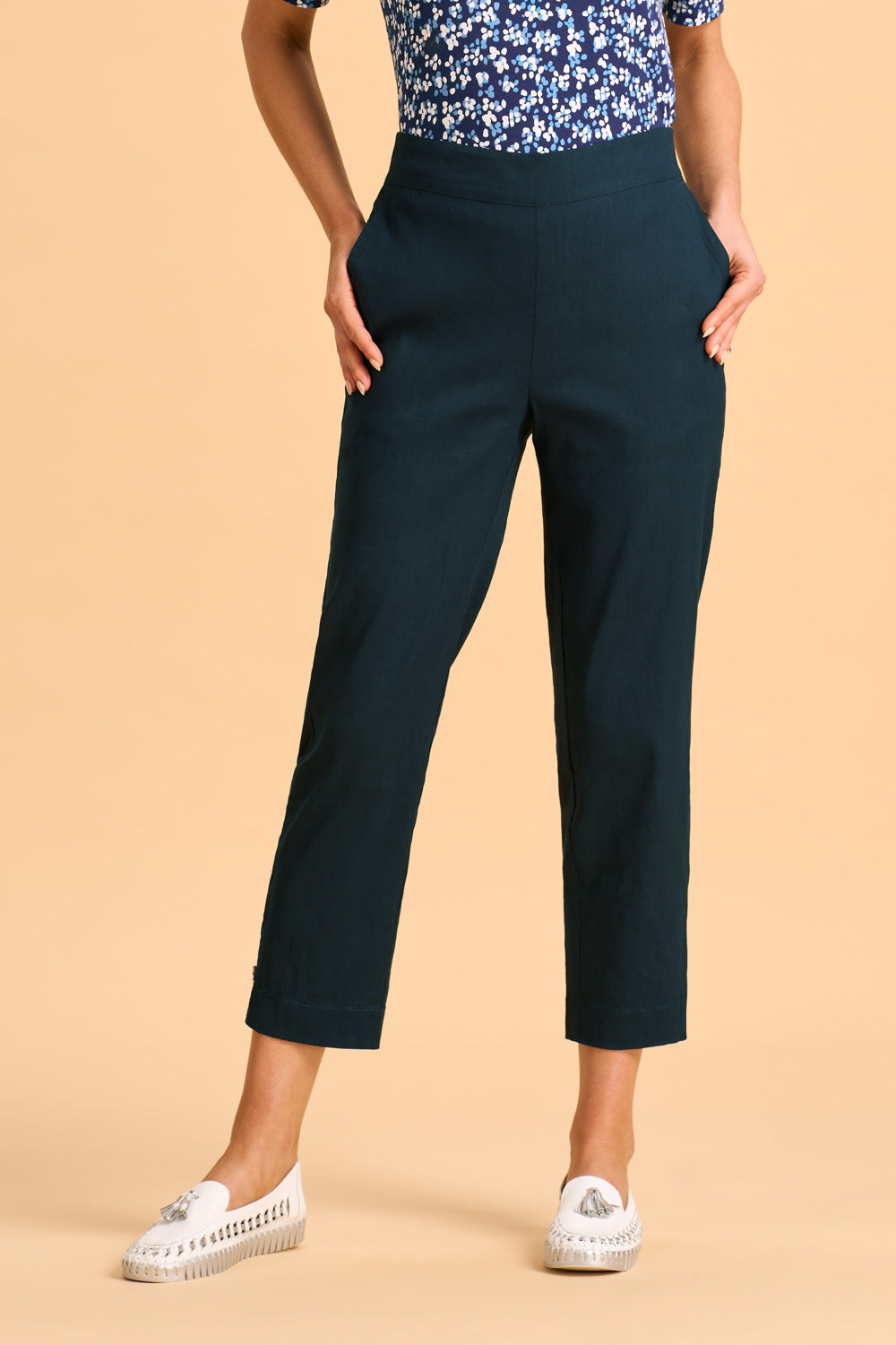 Stylish Tab Detail Tapered Pants in Ink Color - Perfect for Casual Wear, Office Outfits & Everyday Comfort