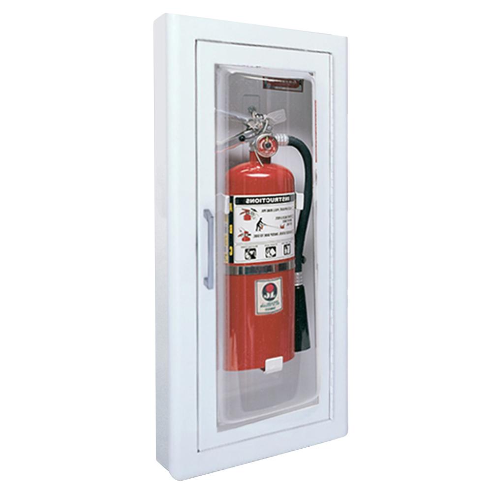 JL Industries 1516G25 Clear Full Glass Fire Extinguisher Cabinet with Pull Handle & SAF-T-LOK - Wall Mounted Safety Cabinet for Commercial Buildings, Warehouses & Schools
