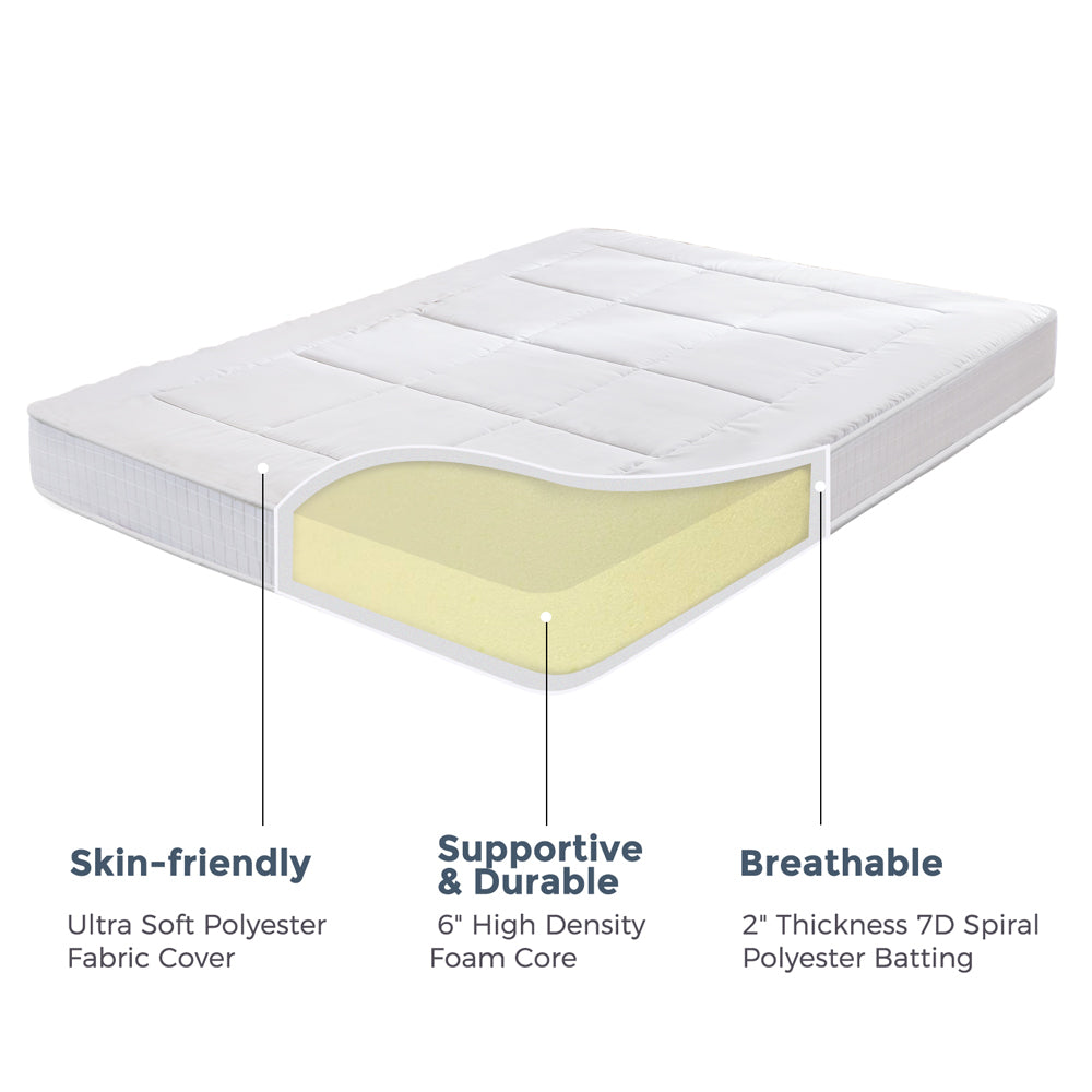 MAXYOYO 8-Inch Thick Japanese Futon Mattress - Super Soft Square Quilted Floor Bed for Guest Room, Dorm & Small Spaces - White