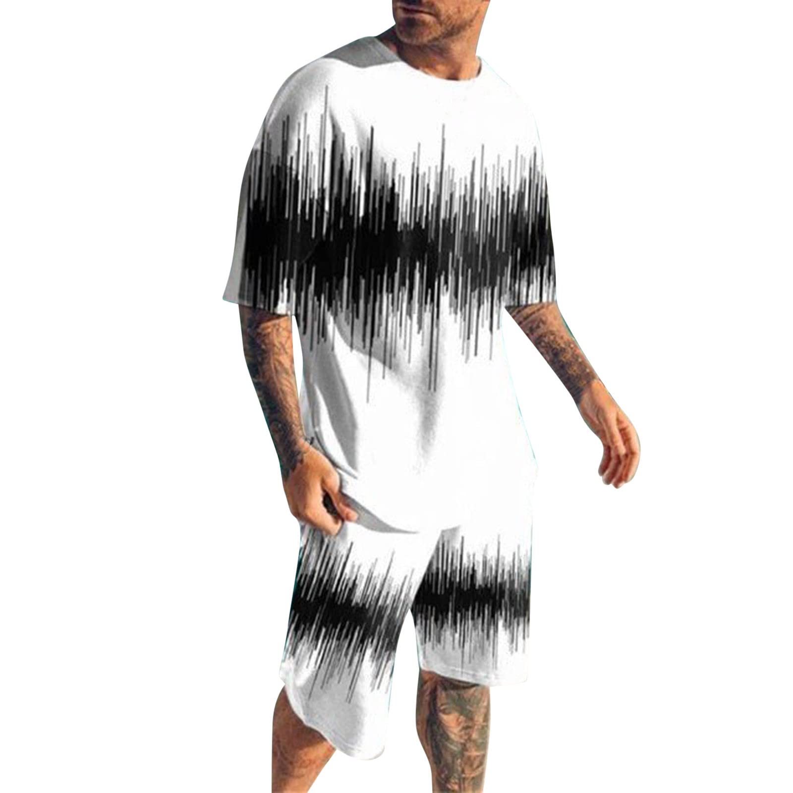 XXBR 2022 Men's Summer Sport Set - Stylish 2-Piece Short Sleeve T-Shirt & Shorts Casual Sweatsuit, Athletic Fit Anime Design for Gym, Running, and Outdoor Activities
