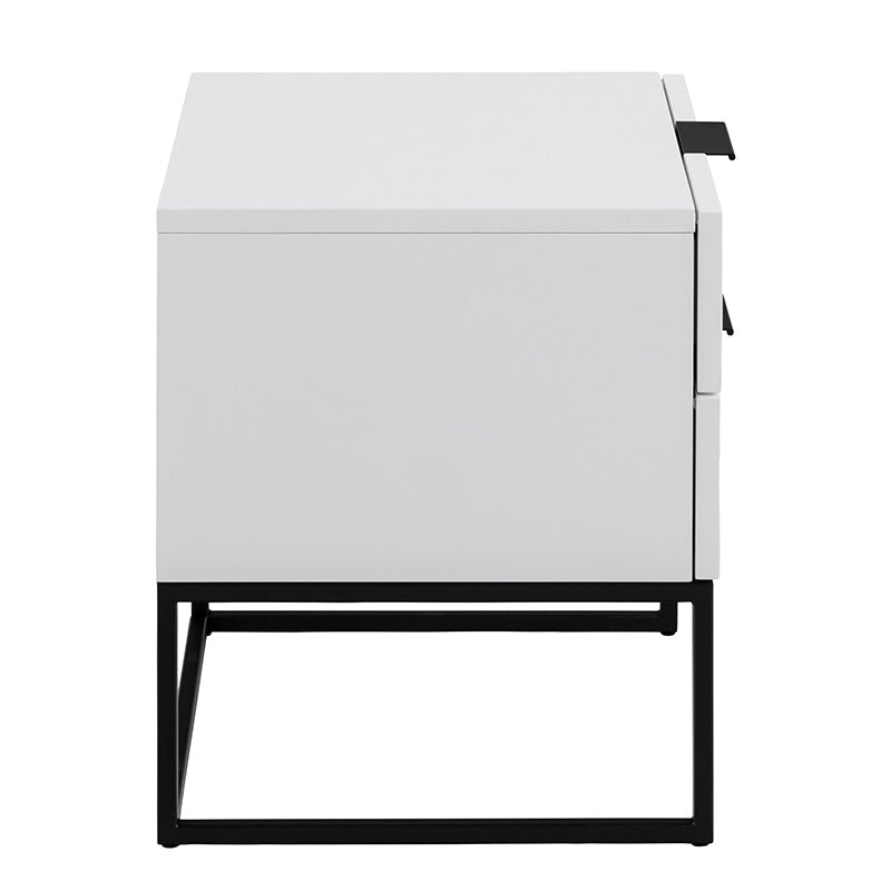 SVANA 40cm White & Black Bedside Table - Perfect for Small Spaces, Bedrooms & Nightstands