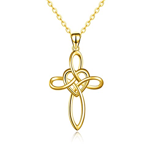 14k Yellow Gold Celtic Cross Necklace