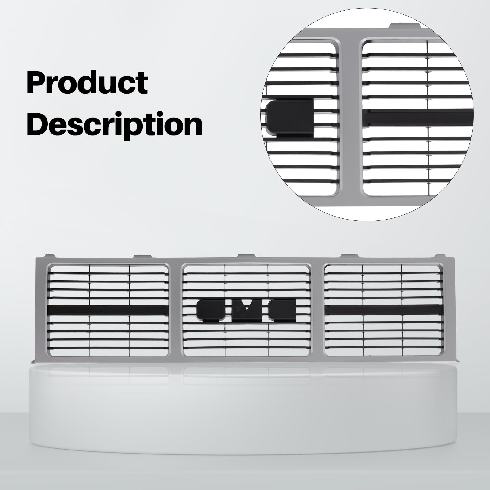 GMC C/K Series Front Grille Replacement - Silver Shell & Gray Insert Compatible with C1500 C2500 C3500 K1500 K2500 K3500 Pickup Trucks (1985-1988) | Perfect for Restoration & Custom Upgrades