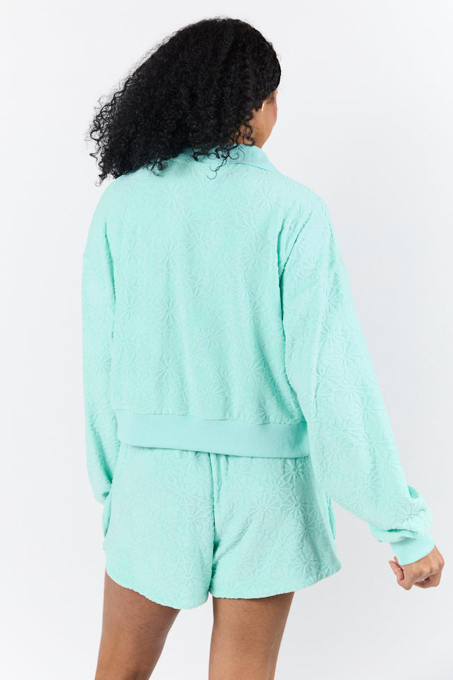 Hammock Haven Mint Green Textured Terry Knit Lounge Set - Soft Cotton Sleepwear & Loungewear for Women - Perfect for Relaxing at Home, Spa Days, and Cozy Evenings