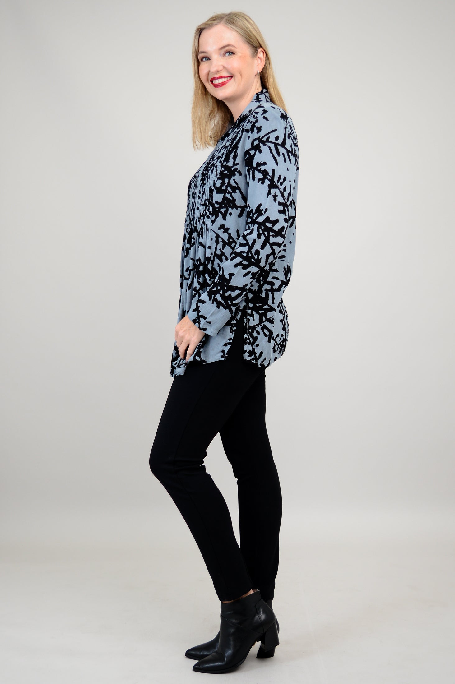 Cindy Long Sleeve Blouse with Lisbon Bloom Floral Print - Elegant Women's Tops for Work, Office & Casual Wear