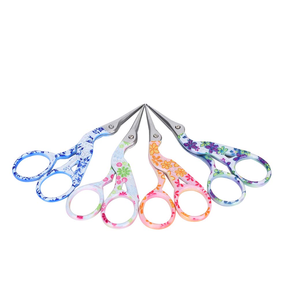 Jeanoko 4Pcs Embroidery Scissors - 3.5 Inch Sharp Precision Stork Scissors for Sewing, Quilting & Crafting | Durable Stainless Steel Blades for Fabric Cutting | Perfect for Needlework, DIY Projects & Tailoring