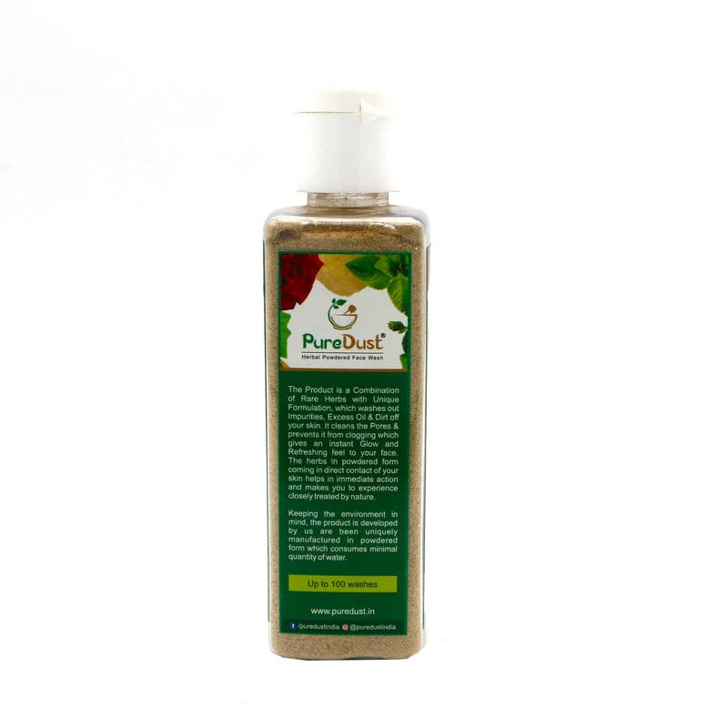 Pure Dust Herbal Powder Face Wash (50g) - Natural Cleanser for Men & Women | TSA Approved Travel Size | Deep Cleansing for Acne, Oily & Sensitive Skin | Perfect for Daily Skincare Routine & Travel