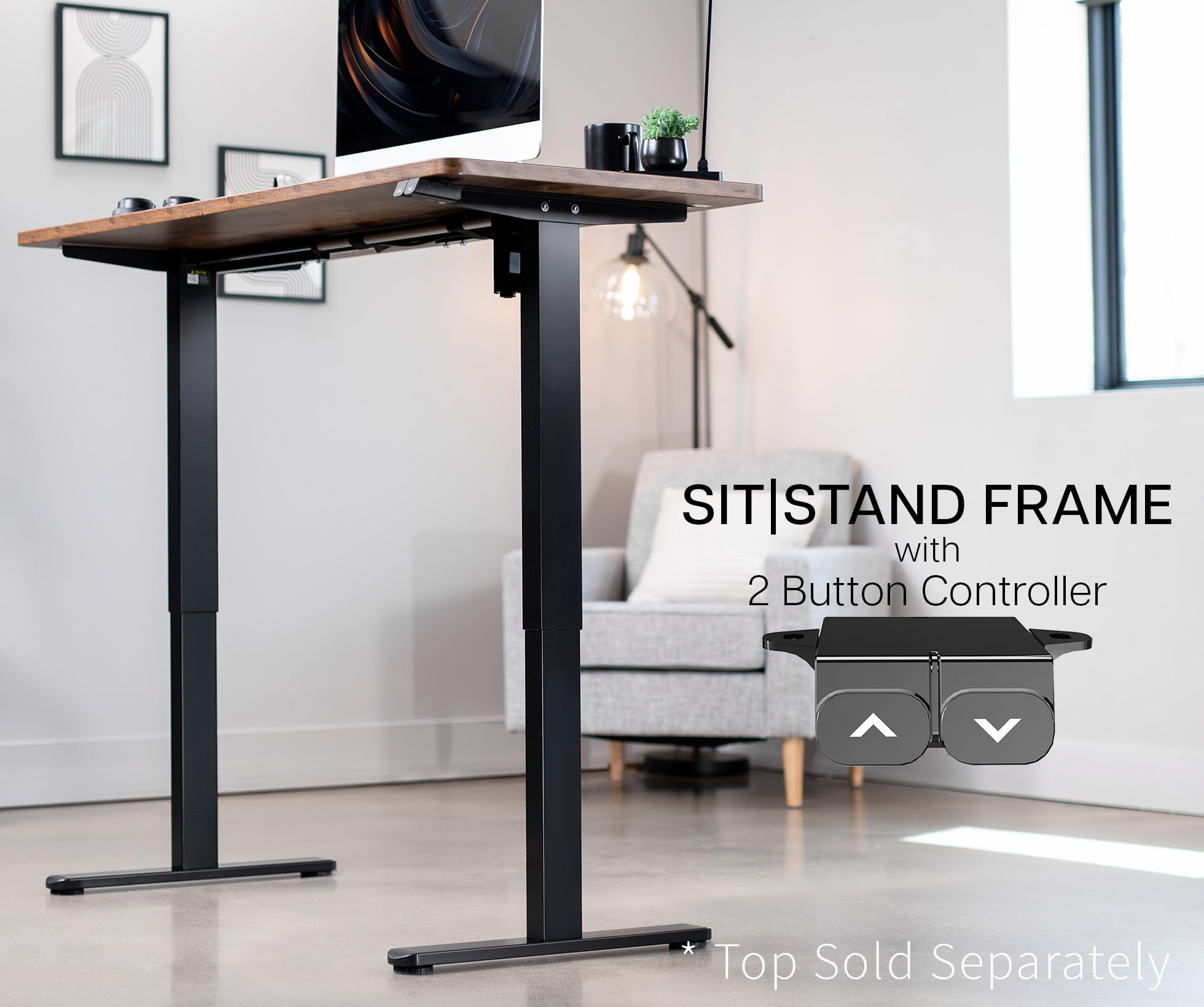 VIVO Electric Standing Desk Frame - Single Motor Adjustable Height Workstation, Ergonomic Base with Simple Controller, Black (DESK-V100EB) - Perfect for Home Office, Gaming & Workspace Setup