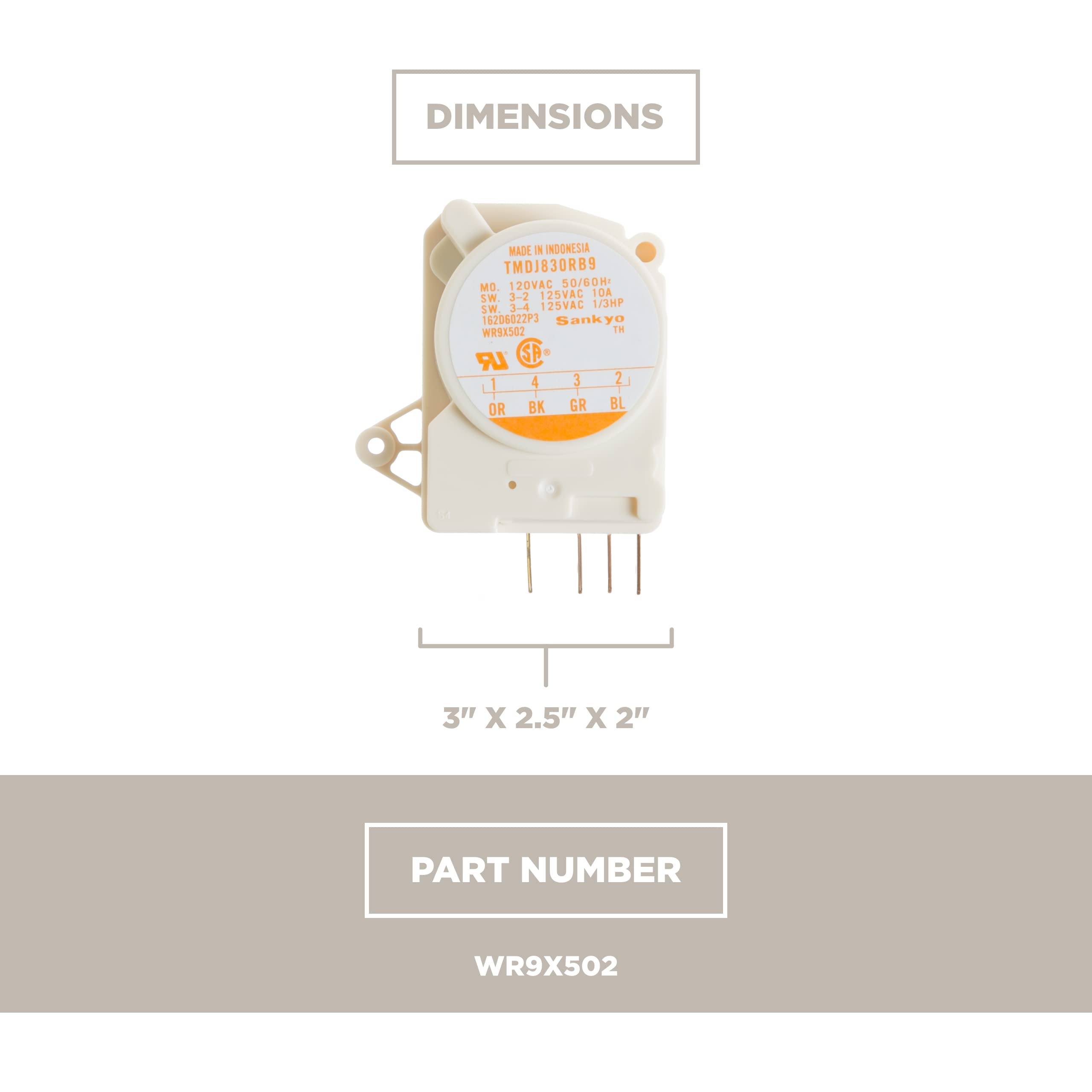 GE WR9X502 Refrigerator Defrost Timer Replacement Part - Compatible with GE Appliances - Perfect for Refrigerator Repair & Maintenance (Home, Restaurant, Commercial Use)