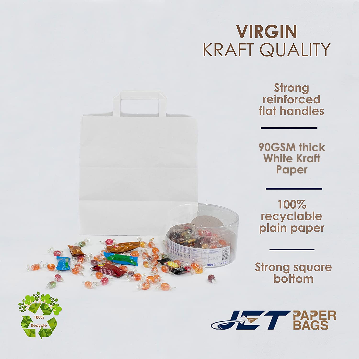 Premium White Kraft Paper Bags with Handles - 11”x6”x11.5” [400 Pcs] - Eco-Friendly Recyclable Takeout Bags for Grocery, Retail, Party Favors, Wedding Gifts & Goodie Bags - Perfect for Restaurants, Boutiques & Events