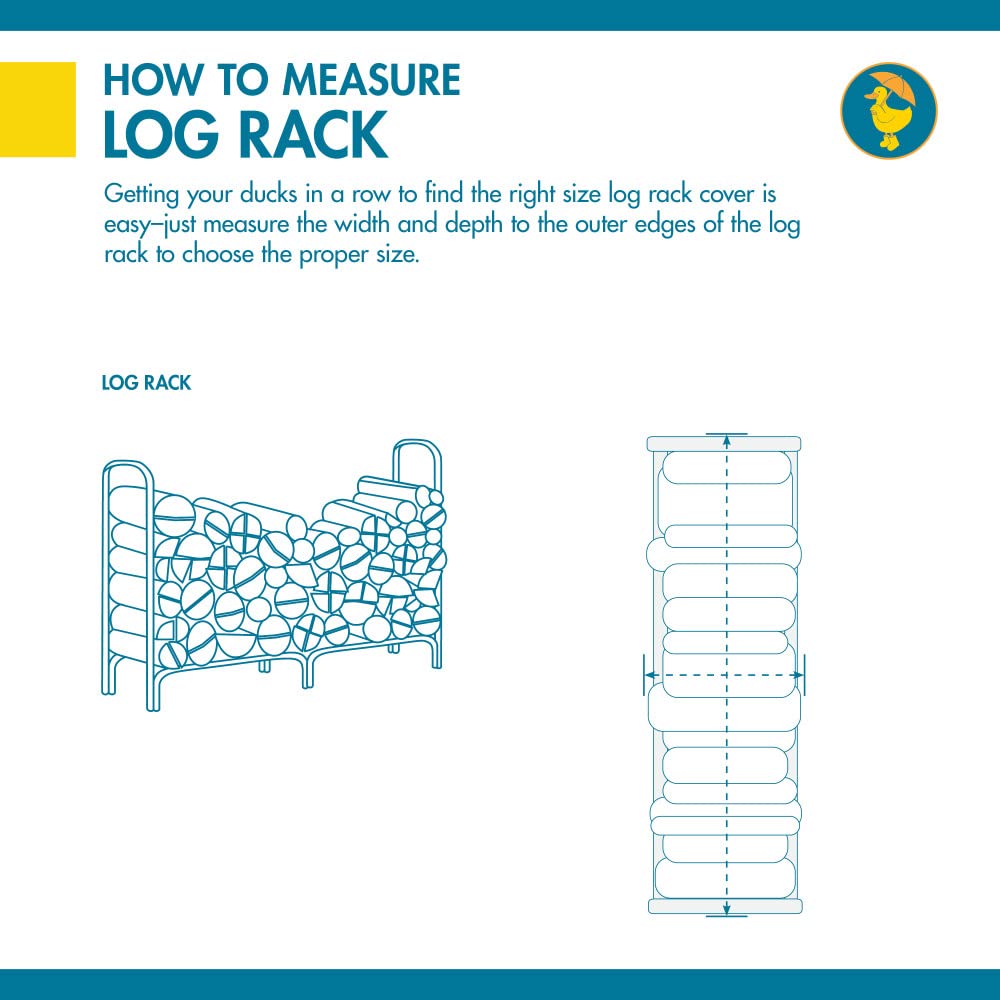 Duck Covers ULR502644 Ultimate Log Rack Cover 48 Inch Wide, Mocha Cappuccino - Heavy Duty Waterproof Outdoor Firewood Storage Cover for Patio, Deck, Backyard & Garden Protection