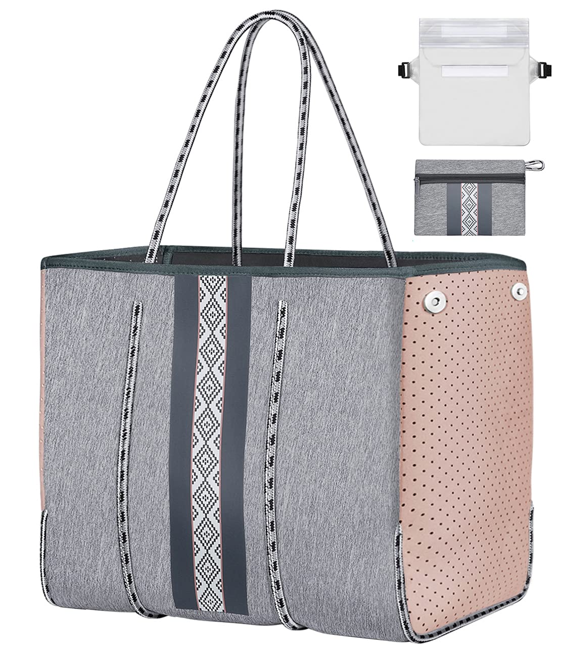 Stylish Large Neoprene Tote Bag for Women - Waterproof Beach Bag, Gym & Travel Tote - Perfect for Pool, Workout, Shopping & Vacation