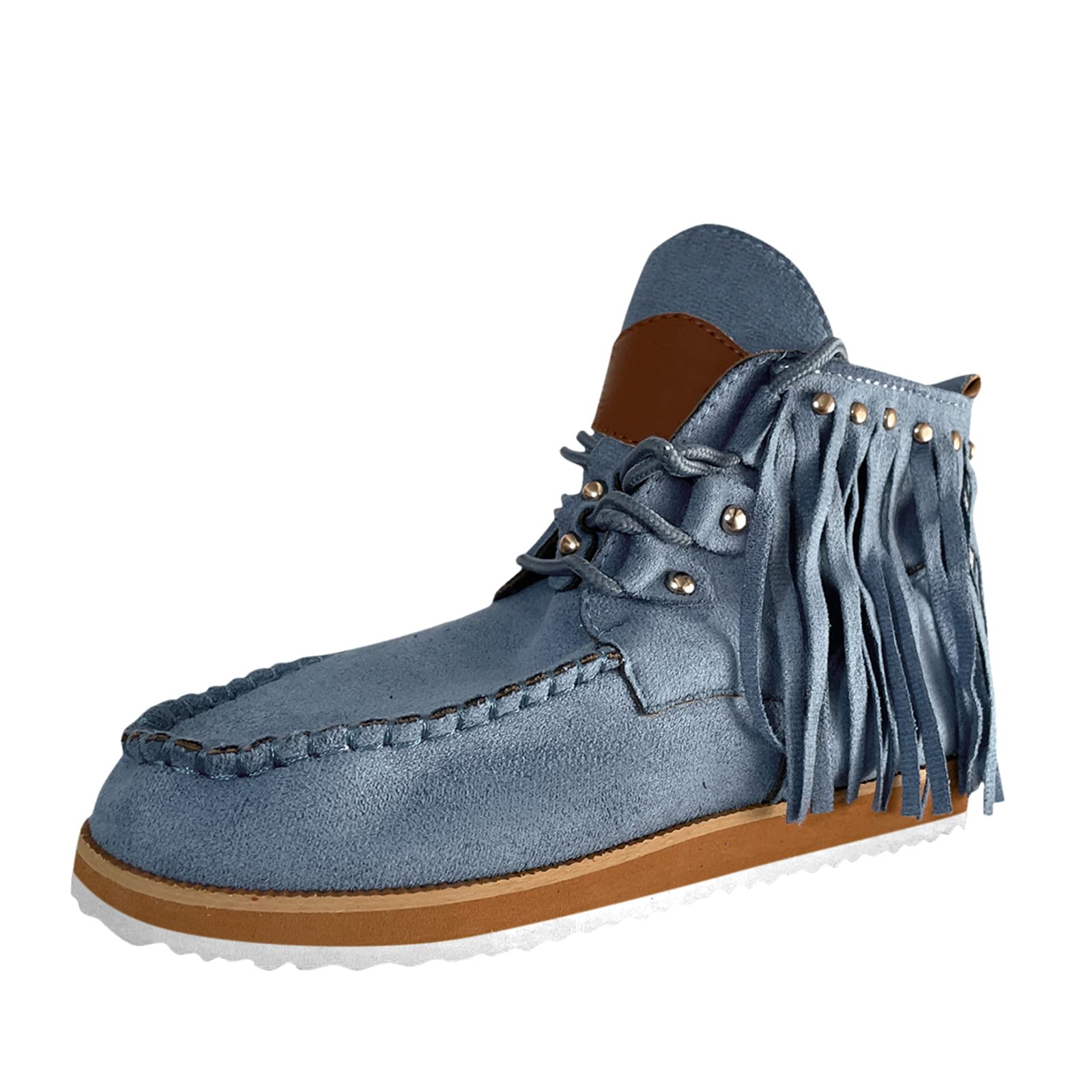 Women's Retro Tassel Ankle Boots - Round Toe Casual Shoes in Suede & Faux Leather - Perfect for Fall Outfits, Office Wear & Weekend Brunch