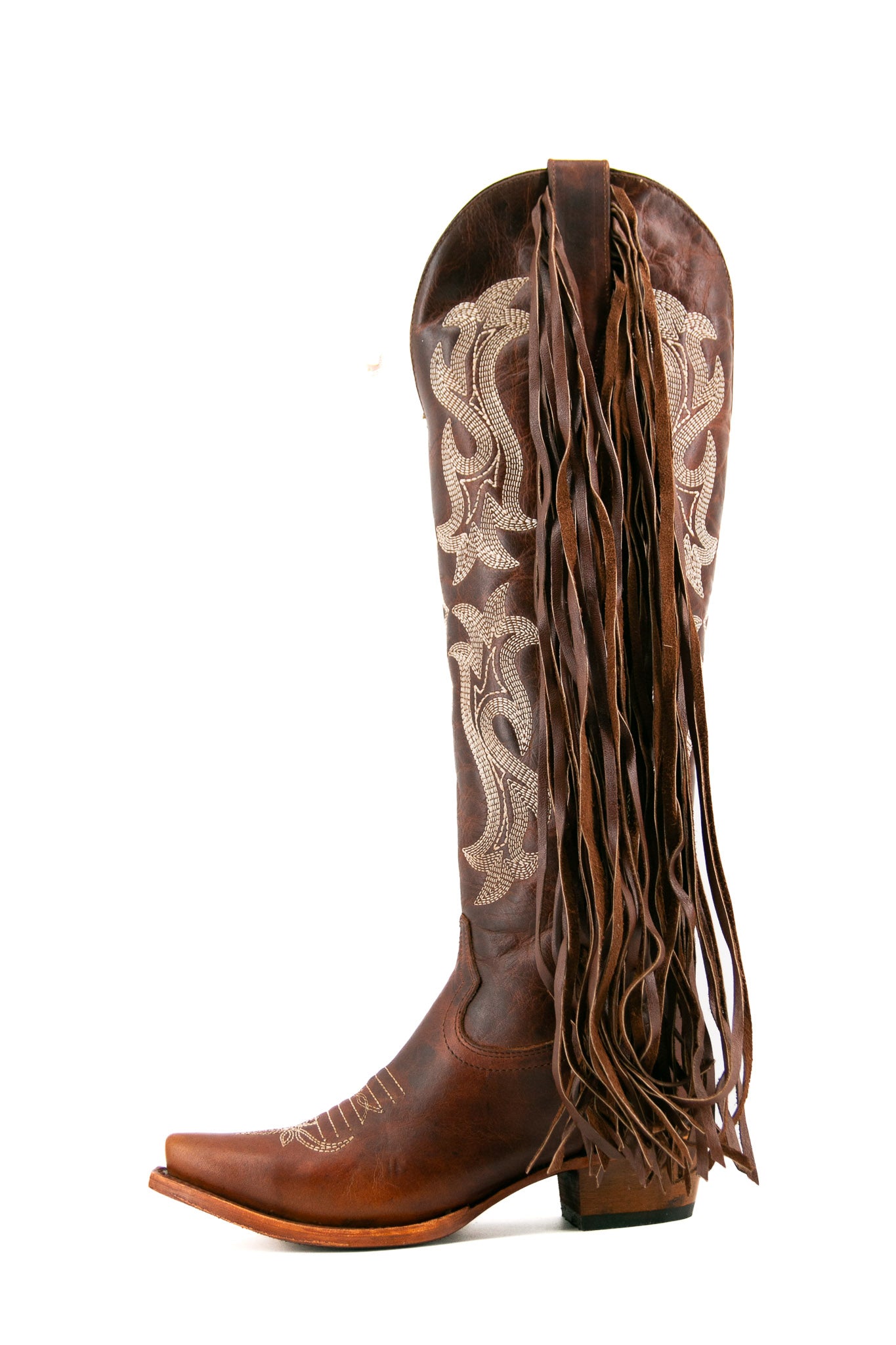Maite Tall Fringe Snip Toe Cowgirl Boots for Women - Western Style Leather Riding Boots with Decorative Fringe | Perfect for Country Music Festivals, Rodeos & Western Fashion Outfits