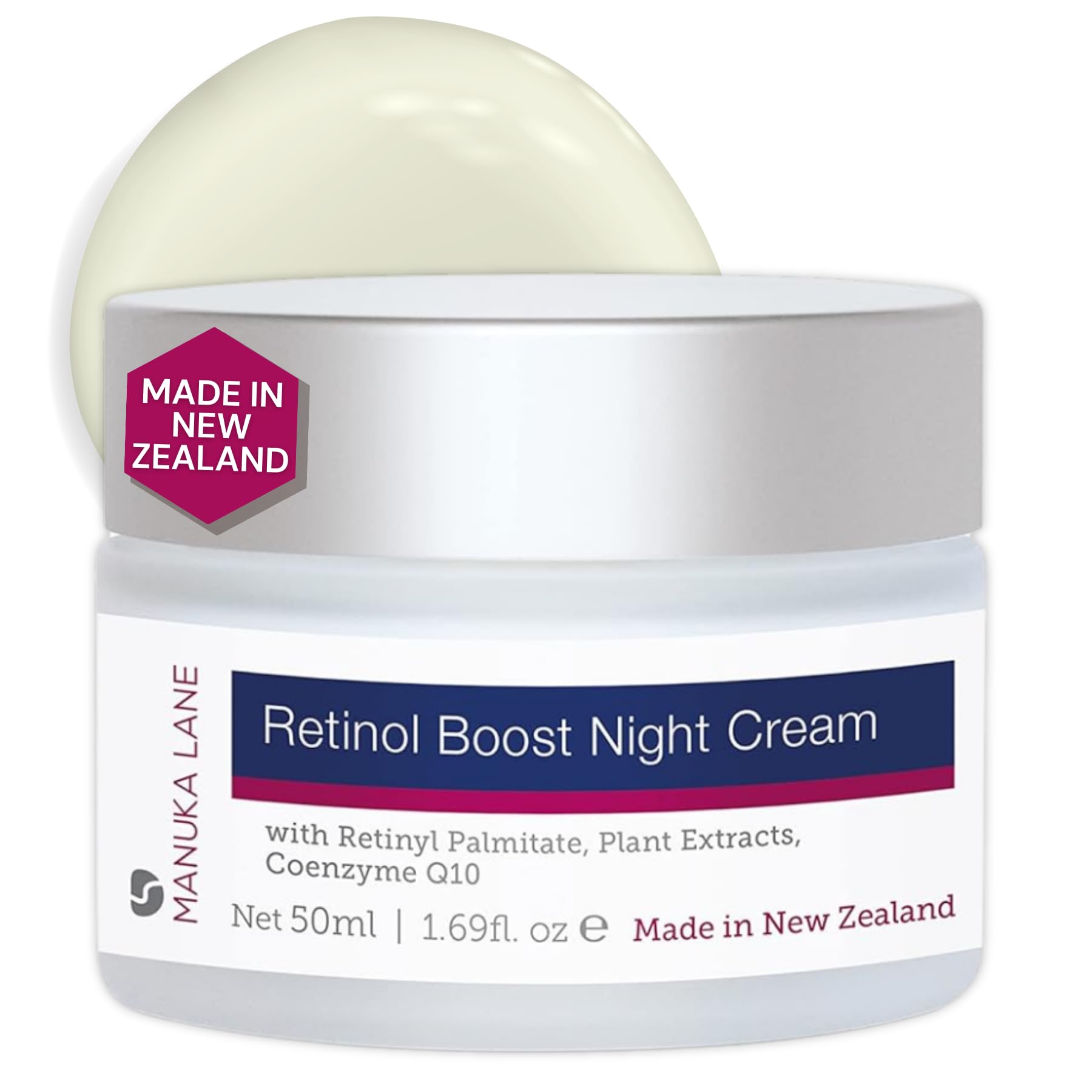 Retinol Boost Night Cream for Face & Neck - Anti-Aging Moisturizer with Sweet Almond Oil, CoQ10, Vitamin A & Natural Plant Extracts | Plant-Based Formula for Youthful Skin | Perfect for Nighttime Skincare Routine & Wrinkle Reduction