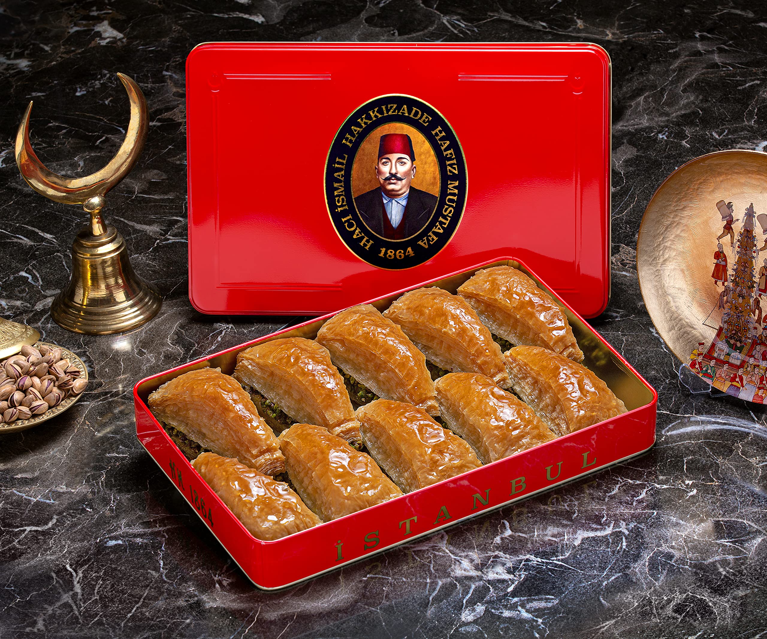 Premium Hafiz Mustafa 1864 Istanbul Baklava Pastry Gift Box - Authentic Turkish Baklava with Pistachio, Hazelnut & Walnut - Fresh Phyllo Dough Dessert Snacks - Perfect for Birthdays, Christmas Gifts & Special Occasions - Enjoy as Afternoon Tea Treat or Holiday Dessert