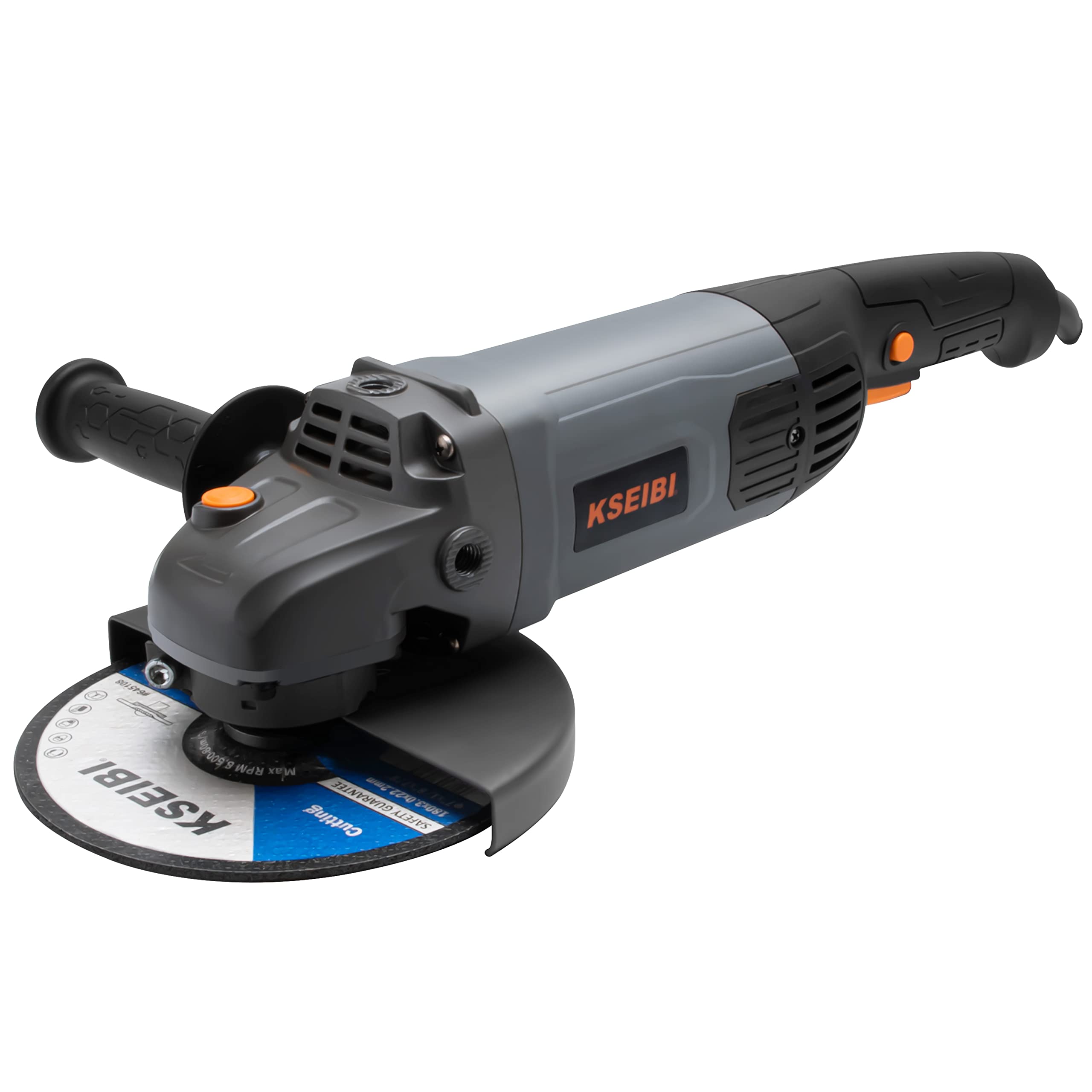 KSEIBI KWS 20-180 7-Inch Angle Grinder with 15 AMP Powerful Motor - Long Handle Grinding Tool for Concrete Cutting, Grinding, Polishing - Perfect for Construction, Metalworking & DIY Projects