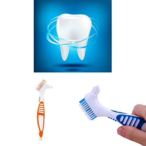 Anjetan 4PCS Denture Cleaning Brush Set - Portable Denture Accessories for Retainers & False Teeth - Perfect for Travel & Daily Oral Care