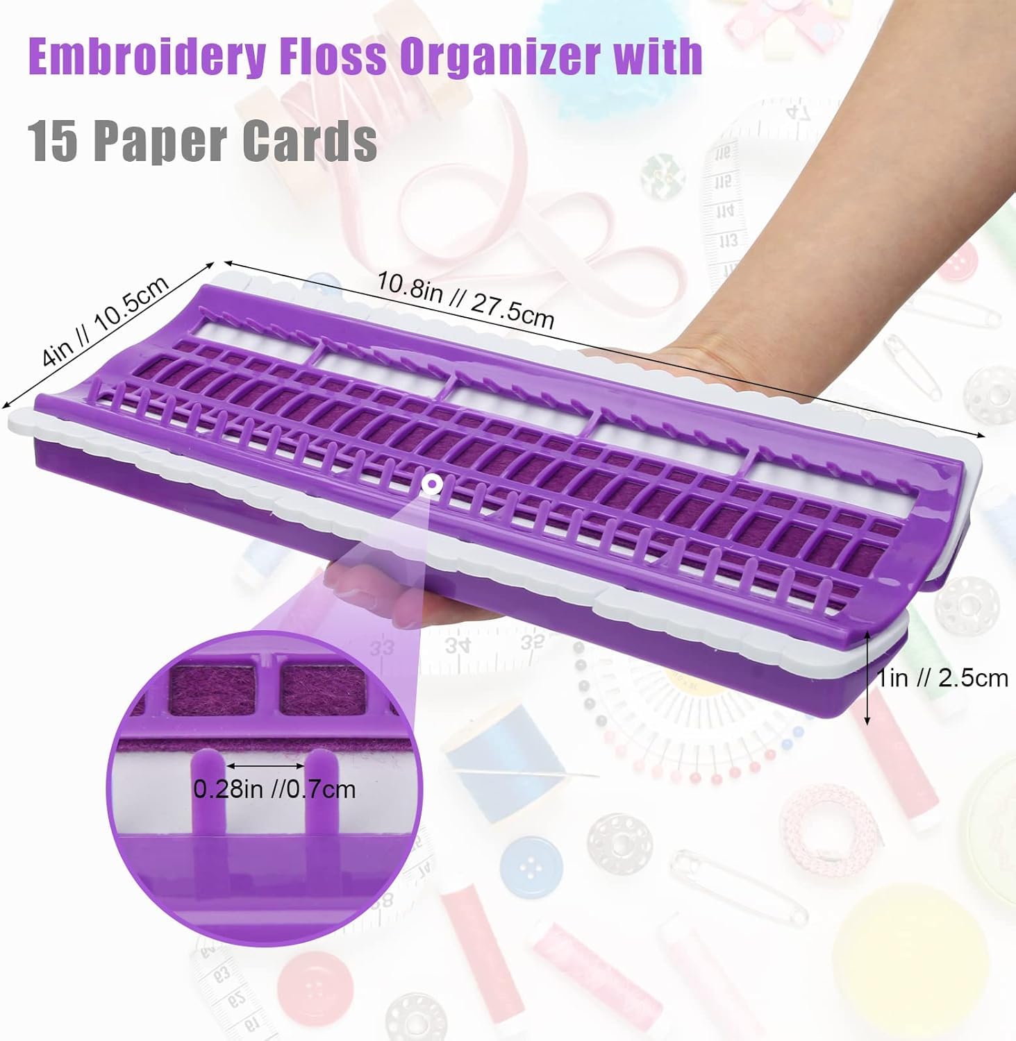 Nicoone 50-Slot Floss Organizer for Cross Stitch & Embroidery Thread - Includes 4 Color Code Cards | Perfect for Craft Storage, Sewing Projects & DIY Thread Organization