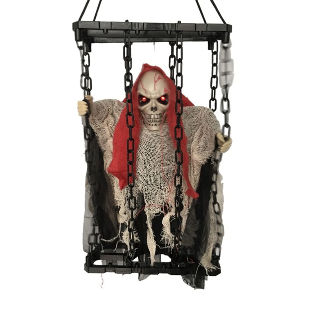 Scary Animated Halloween Decorations Outdoor - Haunted House Props, Hanging Screaming Bride Ghost & Skull for Halloween Party Decorations | Perfect for Yard, Porch, and Indoor Halloween Party Scenes (Color: A)