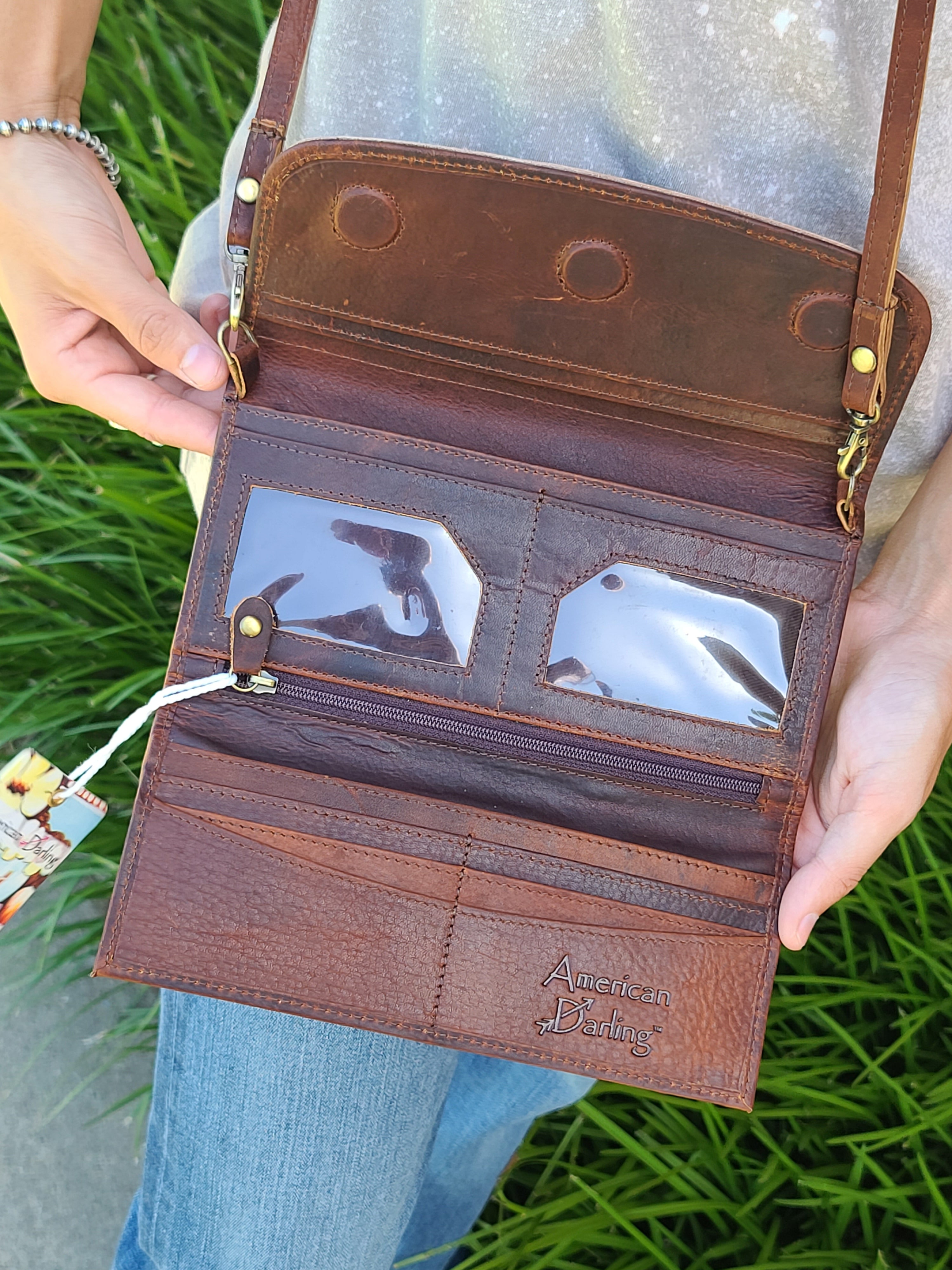 American Darling Hand-Painted Leather Wallet for Women - Stylish & Durable Clutch Purse for Daily Use, Parties & Travel