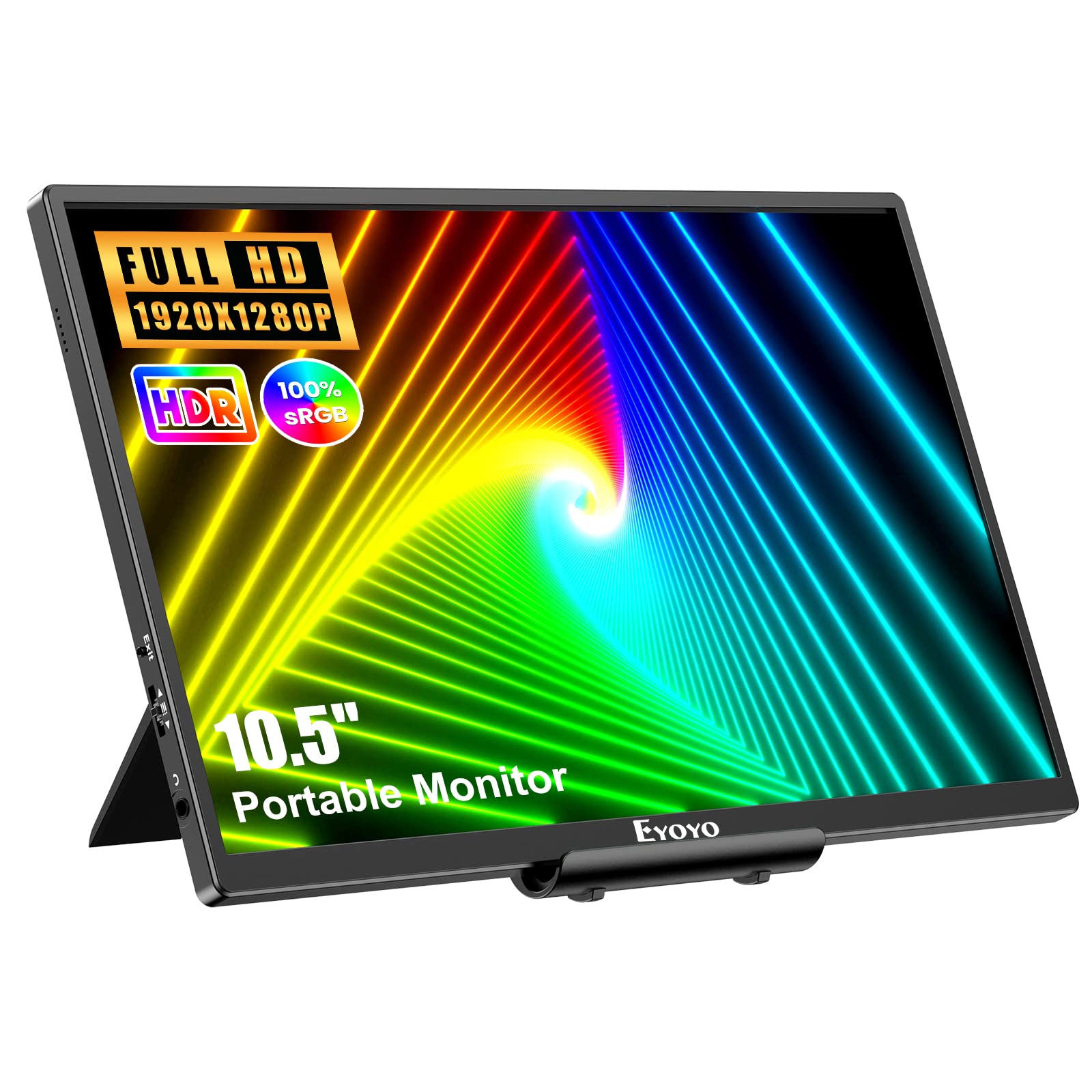 Eyoyo 10.5 Inch Portable Monitor - 1920x1280 IPS Screen, USB C & HDMI External Display for Laptop, PC, Phone, Xbox, Switch, PS4 - Plug & Play Travel Monitor for Work, Gaming & Entertainment