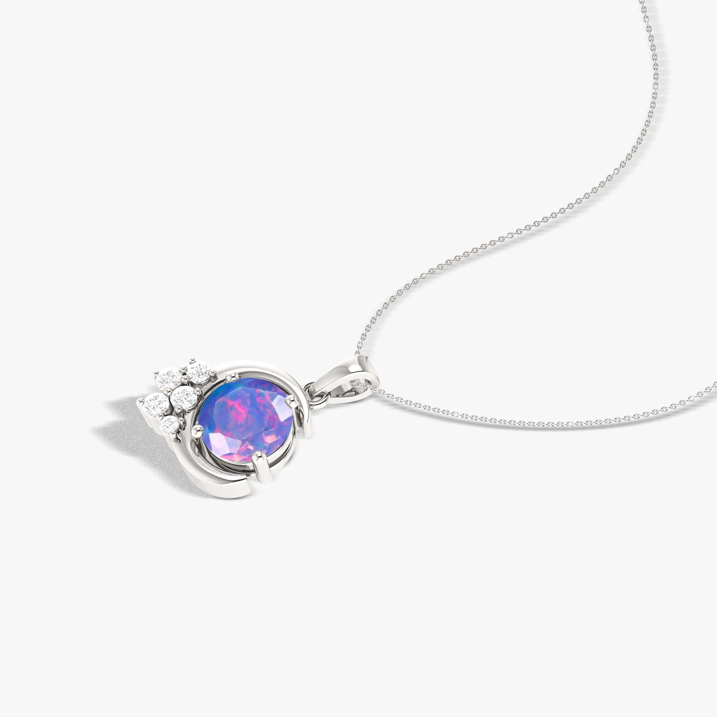 Natural Lavender Opal Moon Charm Pendant Necklace for Women - Dainty Boho Jewelry Gift for Birthday, Anniversary & Valentine's Day - Perfect for Layering, Everyday Wear & Special Occasions