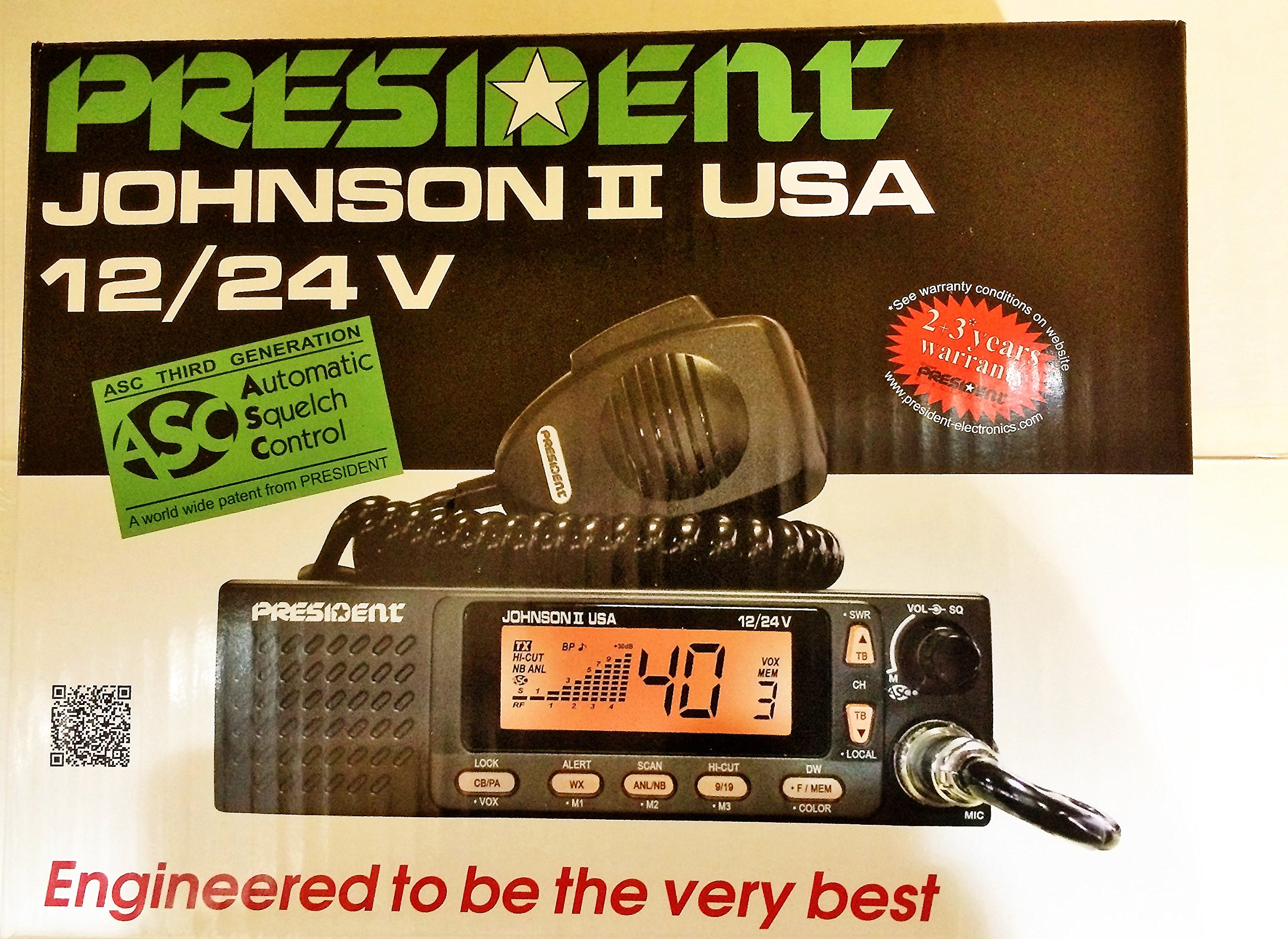 President Electronics Johnson II USA CB Radio - 12/24V Dual Voltage Trucker Radio for Long-Distance Communication | Ideal for Semi Trucks, RVs & Off-Road Vehicles