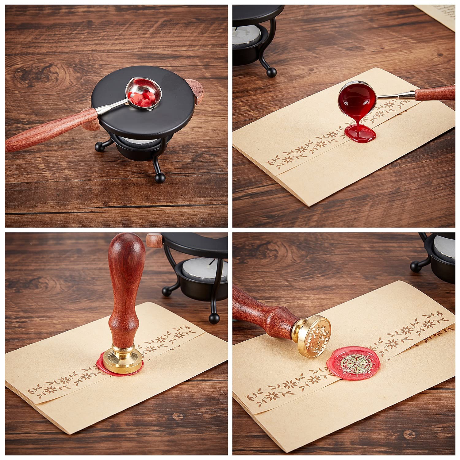 CRASPIRE Halloween Vintage Skull Butterfly Wax Seal Stamp - 25mm Brass Head with Wooden Handle for Gothic Wedding Invitations, DIY Scrapbooking & Vintage Letter Sealing