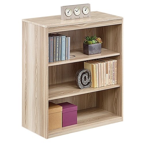 NBF at Work 3-Shelf Heavy Duty Bookcase - 45 lb Capacity Office Bookshelf with Gray Laminate Finish & 2 Adjustable Shelves (19