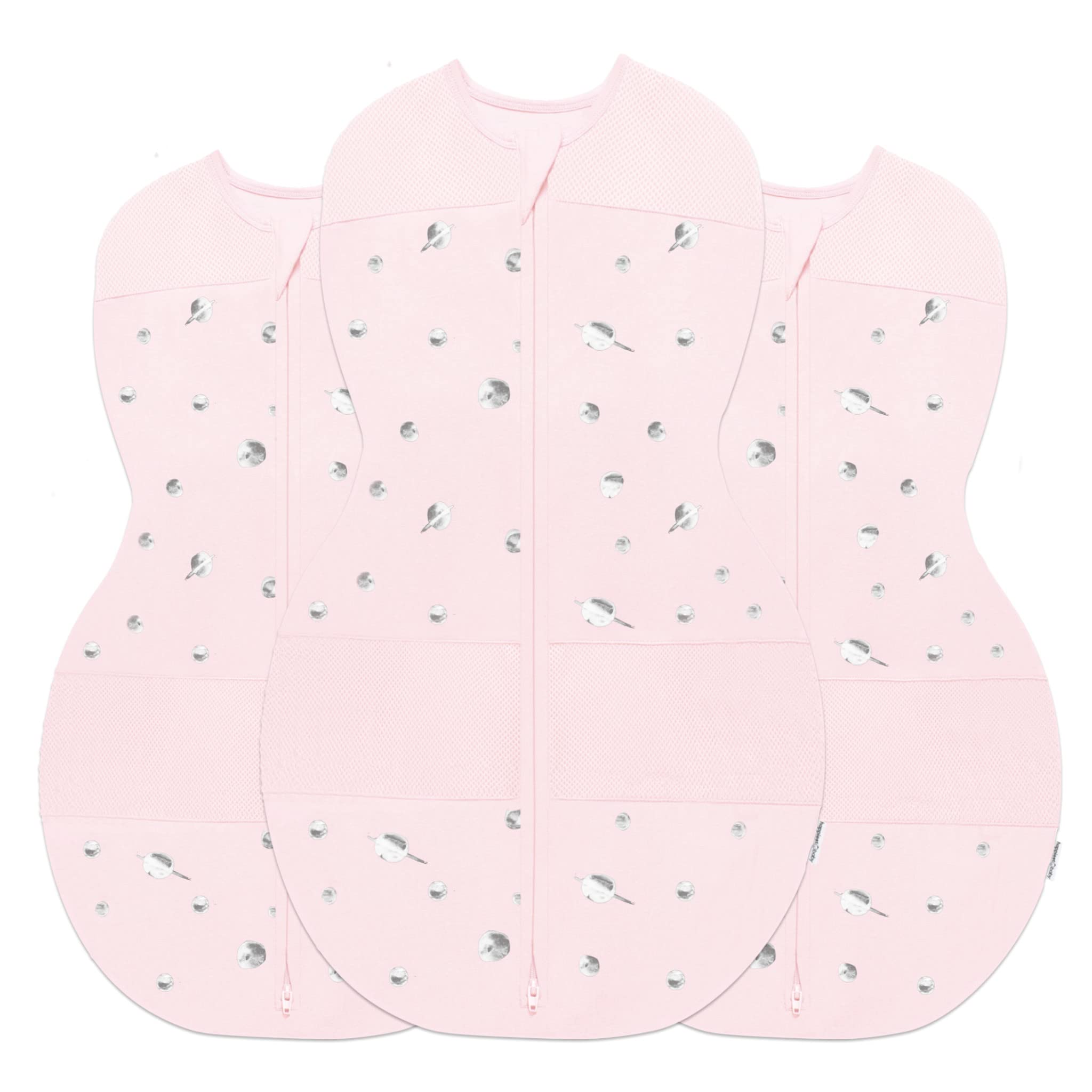 Happiest Baby Sleepea 5-Second Swaddle - 100% Organic Cotton Baby Swaddle Blanket for Newborns - Doctor Designed for Healthy Hip Development - 3-Pack Bundle (Rose Planets, Sizes S/M/L) - Perfect for Sleeping, Swaddling & Comforting Infants