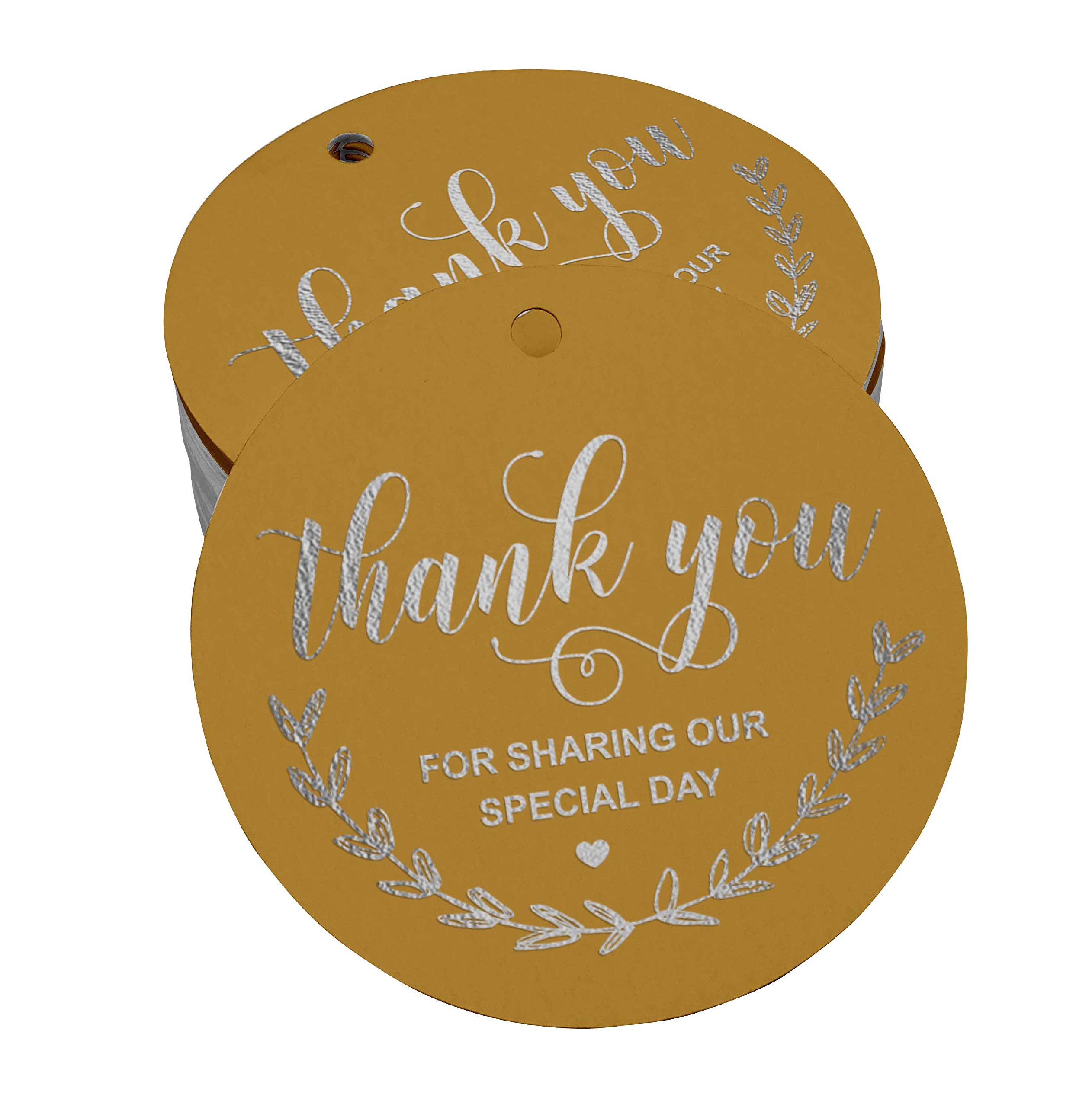 Elegant Silver Foil Paper Hang Tags - 100pcs Thank You Gift Tags for Bridal Shower, Baby Shower, Wedding, Birthday & Retirement Parties - Perfect for Party Favors, Gifts & Special Occasions